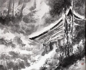 11、降雪の山寺奥の院_60×66