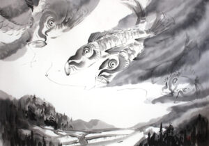 ５、棚田の空に56×75